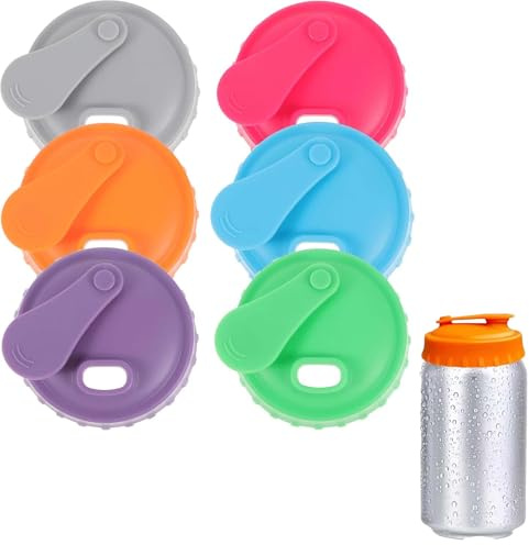 6 PCS Silicone Can Lids for Fizzy Drinks, Reusable Spill-Proof Can Covers, 6-Colour Cans Lid With Buckle, for Soda, Coke, Beer, Energy Drinks, Fits Standard Size Cans