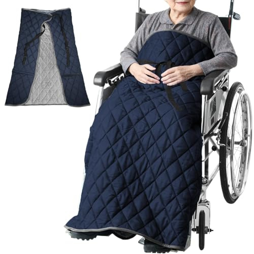 BOYIFEIJIE Manta gruesa de invierno para silla de ruedas, triple espesor, ajustable universal, 120 x 117 cm, azul