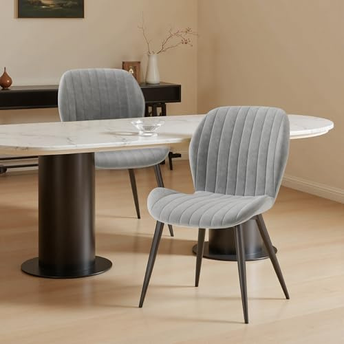 Hawthyhome Esszimmerstühle 2er Set Ergonomischer Stuhl HellGrau | Stühle Esszimmer,Polsterstuhl mit Wasserdichtes Material & Metallbeine,Küchenstuhl für Esszimmer,Wohnzimmer,Balkon,Büro