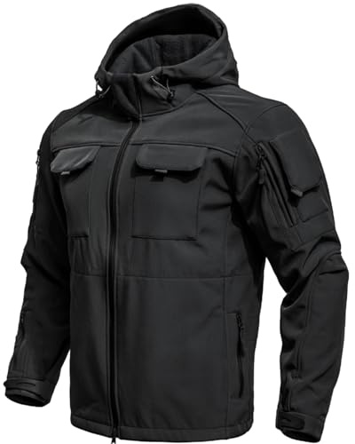Veste Camouflage Homme Vêtements de Travail Parka Militaire Blouson de Grande Taille Veste Grande Taille Manteau Travail Homme Hiver Noir XL