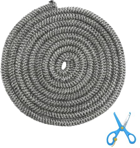 TNSLAND Ofendichtschnur 8mm X 2,5m Kamin Dichtband aus Glasfaser Ofenrohr Dichtung Hitzebeständig Kamindichtung Feuerfestes Dichtungsband Dichtschnur für Kaminofen, Smoker, Kamintür, mit Schere