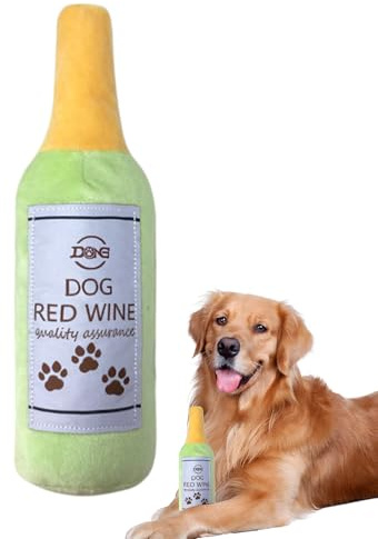 PhnkjGh Jouet pour Chien Couineur,Jeu Interactif Forme Bouteille de Vin,Jouet À Mâcher en Peluche | pour Mâchonnement Stimulation Mentale Activité Physique Intérieur Extérieur Caisse Enrichissement