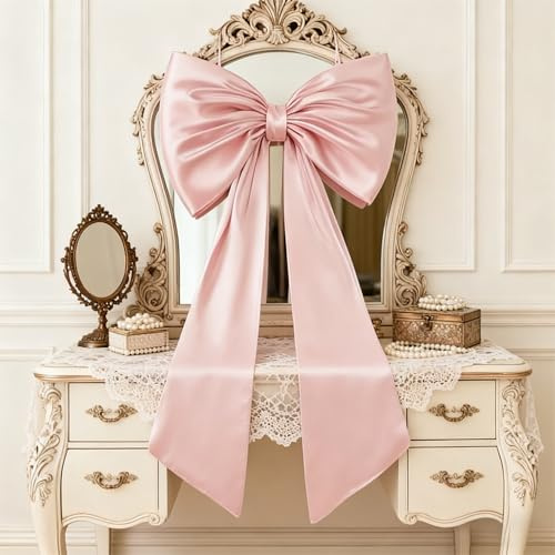 Rosa Schleifen Hochzeit Zimmer Geburtstag Dekoschleifen Große 66 * 105cm Geschenkschleife Satin Kokettschleife zum Aufhängen Basteln für Hintergrund Party Wanddekoration Hochzeit, Heimdekoration
