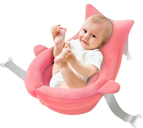 Hamac de Bain Bébé Doux Réglable Coussin Baignoire Nouveau-Né Antidérapants Epais Transat de Bath Confortable Bébé Siege Baignoire en Velours pour 0 à 36 Mois