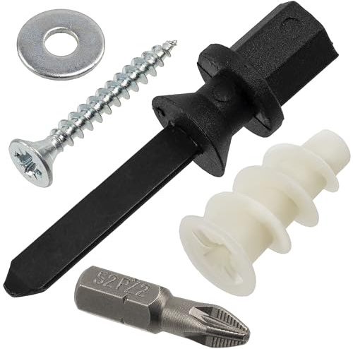 AERZETIX – Fästkit för gipsskivor: 10 dubbar Ø13x25 mm med monteringsverktyg + 10 träskruvar Ø4x30 mm + 10 breda M4-brickor + 1 skruvbit PZ2 (1/4x25 mm)