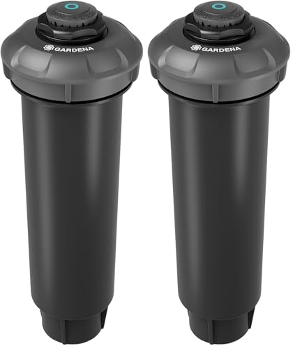 Gardena Sistema aspersores emergentes MD40: Sistema de riego emergente para céspedes medianos de hasta 40 m², Alcance de 2,5-3,5 m, con Boquilla giratoria, Rosca Exterior de 3/4 pulg. (8231-20)