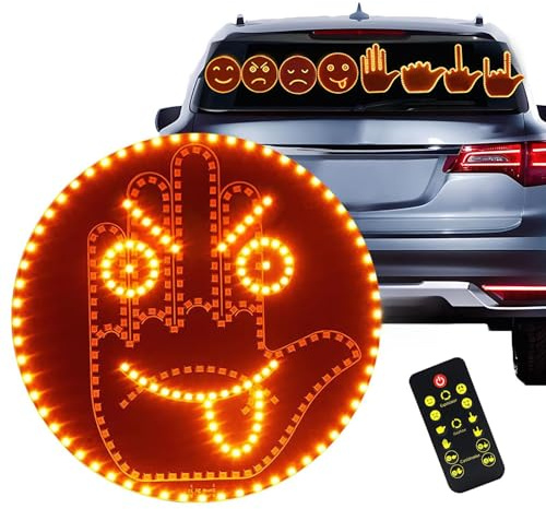 AOUZOVLI 2 In 1 Ausdruck Finger Lechten, Auto Finger Licht, LED Schild Auto, LED Hand, mit Fernbedienung, Ein Cooles Kleines Gadget, Um Sich Auszudrücken