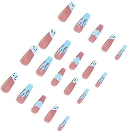 STOBAZA Faux Ongles Détachables Manucure Faux Ongles French Style Longs pour Nail Art