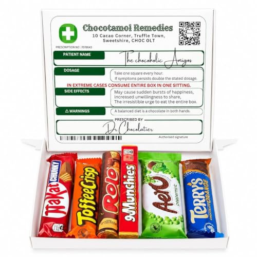 Get Well Soon Chocolate Gift Box – Prescription Style Letterbox Friendly Sweets Hamper, Feel Better Soon Care Package, Cheer Up Chocolate Selection Gift for Him & Her
