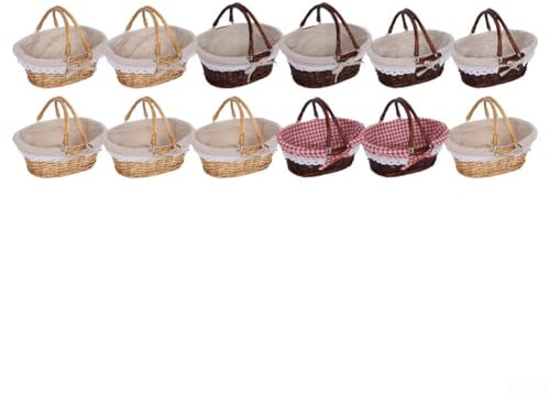 Panier tissé naturel avec poignée pour organiser le pain ou les fruits avec intérieur doublé de lin et cadre en fibre végétale pour une utilisation à long terme (Marguerite marron-L)