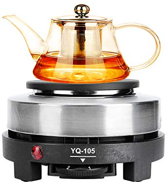 Asixxsix 500 W Mini Elektrisk Kokplatta, 5 Växlar Justerbar Liten Kokplatta Elektrisk Spis, Kaffe Te Vatten Moka Pot Heater för Husbil, Sovsal, Kontor, små Kök