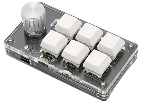 Bewinner 6 Key Mechanical Number Pad with Knob, USB Bluetooth Dual Mode Programmable Mini Keypad, One-Handed Gaming Keyboard for PC, White (White)