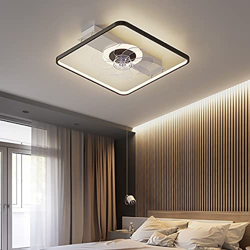 YUNZI Moderno LED Ventilatore da Soffitto con Luce E Telecomando Silenzioso 3 Velocita Dimmerabile Camera Ventilatore da Soffitto con Luce Φ52cm con Timer Soggiorno Lampada Ventilatore Soffitto,Nero
