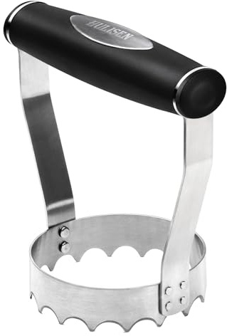 HULISEN Cutlery Serrated Food Chopper, 3 Inch Stainless Steel Manual Hand Chopper with Grip Handle & Serrated Tooth Edge, Handheld Chopper, Chop Cabbage, Egg, Nut, Ground Meat, Vegetable for Salad