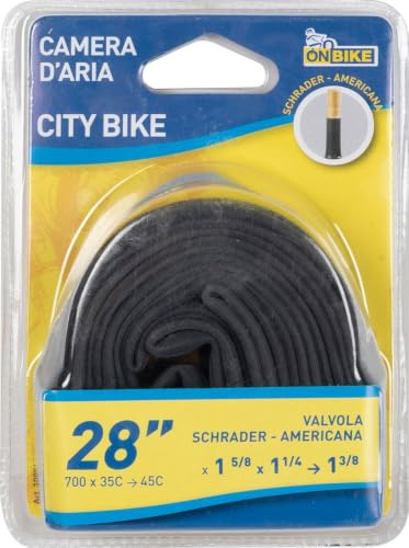 On Bike Fahrrad-Innenschlauch 28 Zoll X 1 5/8 X 1 1/4 — 1 3/8 Mit American Schrader-Ventil — Hohe Festigkeit Und Kompatibilität Für Mountainbike Und Citybike, Farbe Schwarz