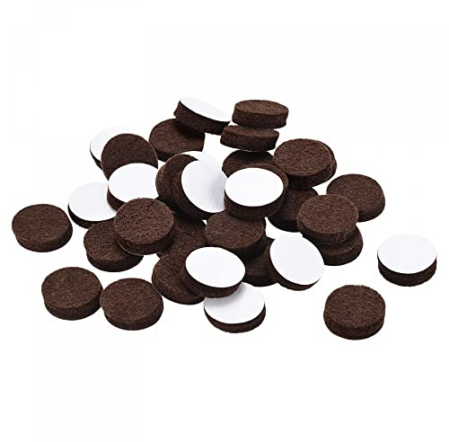 sourcing map Furniture Pads - Self Adhesive 18mm Dia 5mm Thick Felt Pads Chair Leg Floor Protectors, Brown 100Pcs