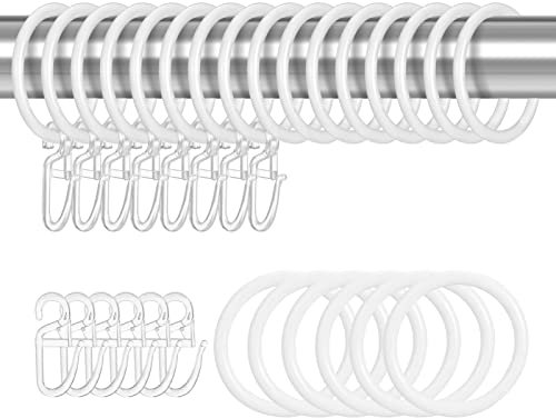tonyg-p 22 Stück Metall Vorhangringe Vorhang Hängend Ringe und 22 Stück Kunststoff Gardinenhaken für Fenster Tür Duschvorhänge, 30 mm Innendurchmesser (Weiß)