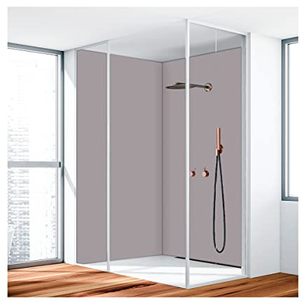 Duschrückwand, Badrückwand, Duschverkleidung, Wandverkleidung aus 3 mm Alu-Verbundplatte, Aluverbund Grau RAL 7042 120x240cm