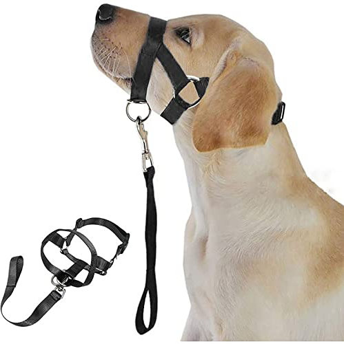 WUDQIJI Ausbildungsgeschirr Hundehalfter Haustier Maulkorb Für Hunde Maulkorb Hunde Trainingsmaulkorb Hund Maulkorb Schwarz Hundemundschutz Training Halter verhindert Bellen Beißen und Kauen (L)