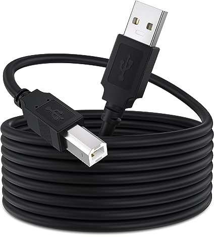 Qxcynsef- Cable de impresora USB 2.0 de 20 pies, cable de impresora de alta velocidad 2.0 tipo A macho a B macho Cable USB A a B largo de 20 pies