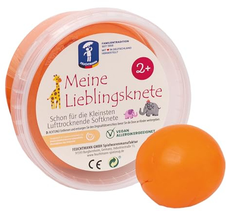 Feuchtmann MEINE LIEBLINGSKNETE Edu Edition 500g Kinderknete Orange, glutenfreie Spielknete vegan, ungiftige Knete, Modelliermasse lufttrocknend