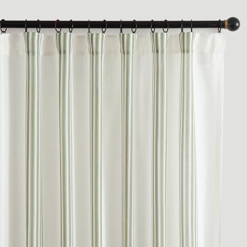 jinchan Striped Linen Blend Curtains 84 Inches Long for Living Room Sage Green Stripe Rod Pocket Semi Sheer Light Filtering Drapes for Bedroom Farmhouse Curtain Set 2 Panels