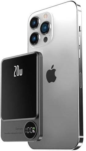 LUCKYDUO Batteria esterna per iPhone Magsafe, batteria magnetica sottile da 0,9 cm, powerbank da viaggio a induzione esterna wireless, mini power bank da 5.000 mAh per iPhone 16/15/14/13/12 Pro Max