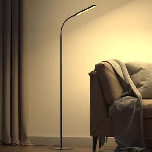 OUSFOT Lampada da Terra LED Dimmerabile170CM Lampada da Pavimento 3000-4000-6000K Touch e Telecomando Collo D'oca Regolabile Piantana LED per Camera da Letto Soggiorno Ufficio