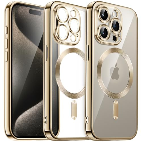 JETech Magnetische Hülle für iPhone 15 Pro Max, Gold