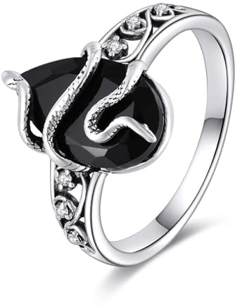 YFN Schlange Ring Sterling Silber Schwarz Turmalin Ring Kristall Heilung Schmuck spirituellen Schutz Geschenke für Damen Mädchen (9)