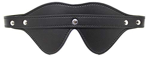 Canarea 2Pcs Augenmaske Erotik Sex SM Leder Katze Form Augenbrille,Augenbinde sexy Cosplay Bondage Fetisch Sex Spielzeug Kopffesseln Für Adults-Schwarz Einstellbar