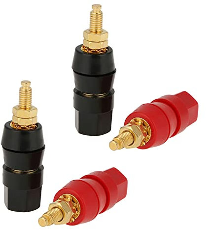 AILOOCEDI 4-teilige Bananenbuchse Schwarzer und Roter Audio-Lautsprecher-Bindungspfosten für Bananenbuchsen-Adapterstecker mit 4-mm-Bananenstecker-Anschluss Einfache Kabelinstallation