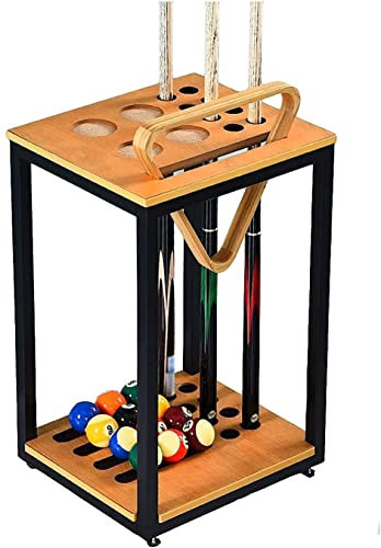 ULDHXAVW Pool-Billard-Stick, 8 Löcher, Holz-Finish, Pool-Ständer, Moderne Billard-Organizer, Rack, Boden, Eisenrahmen, Rack 336