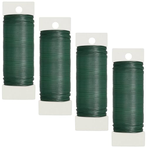 4 Rollen 38M Blumendraht Rostfrei, 0.7mm Wickeldraht Bindedraht Basteldraht Grün, Gartendraht Floristendraht zum Blumen und Pflanzen für Ihre Garten, Daheim, Büro