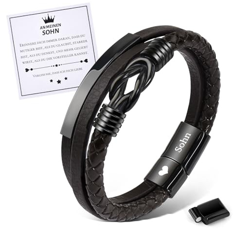 MANVEN Sohn Armband Sohn Geschenke Geburtstag Weihnachten Abschluss Abi | Sohn Geschenke Von Mama Papa An Meinen Sohn Armband Lederarmband Mit Gravur Junge Herren Motivationsgeschenk Inspiration