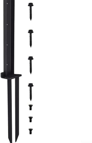 Wooden Fence Post Anchor Repair Kit, 15.6x15.7x2.4x2.2inches Heavy Duty Ground Spike Repairing Kit Steel Wooden Fence Post Anchor Stakes(1pc)
