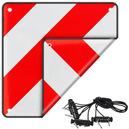 STEEIRO 2 in 1 Warntafel für Italien und Spanien, Reflektierendes PVC Warntafel, Warnschild aus Aluminiumlegierung, 50 * 50 cm Reflektierend für Fahrradträger, Heckanhänger, Wohnwagen