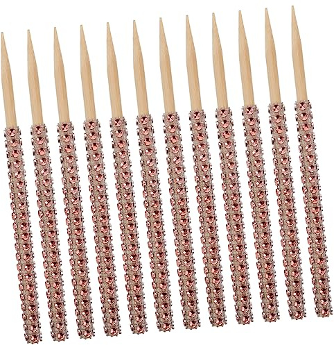 Garneck 32 Pièces De Pomme Brochette D'apéritif De Bonbon Compact Bâtons De Sucette De Fête De Sucette Acrylique Brochettes De Chocolat Bâtonnets à Dessert Bois Rose Gold