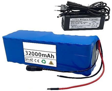 Batteria agli ioni di litio 24v 32ah, batteria per bicicletta elettrica 7S6P con caricabatteria, per bicicletta elettrica ebike T Plug