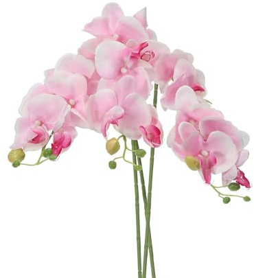 PATIKIL Artificial Orchid Stems 31, 3 Pack 7 Heads Faux Silk Phalaenopsis Flowers Real Touch Fake Orchid Flower Branch for Vase Home Wedding Decoration, Light Pink