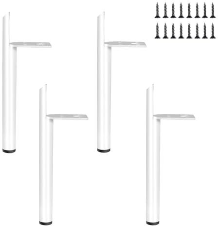 SHUIOG 4 Stück Ersatz Möbelfüße Weiß Metall, 6 / 15cm Möbelfüsse, DIY Möbel Füße Tischbeine Schrankfüsse, (Weiß, 15cm)