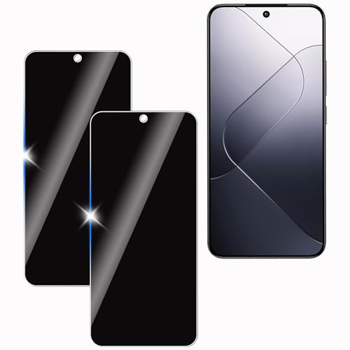 KULAIKE 2 Stück Sichtschutz für Xiaomi 14, Anti-Spähen Privatsphäre Schutzfolie,Anti-Spy Panzer Schutz Glas Folie,Blickschutzfolie, 9H Härte, Anti-Kratzer, Stoßfest
