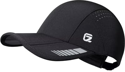 GADIEMKENSD UPF 50+ vikbar sportkeps, andningsbar och reflekterande, unisex-design för golf, tennis, löpning och resor, Svart, S-M
