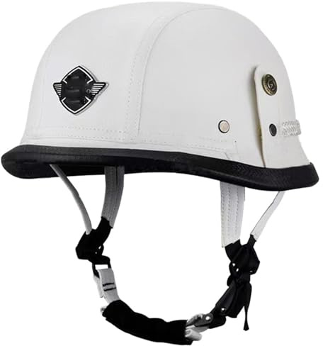 Caschi Jet E Demi-Jet Retrò Elmetto Tedesco Pelle Caschi Cromwell Aperto Casco Motociclista ECEDOT Omologato Mezzo Moto Casco A Scodella Universale Uomo Donna 2,M:57-58CM