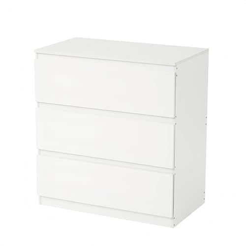 ZECIIYE Commode à 3 Tiroirs,Buffet,Coiffeuse Table de Chevet,Commode a Langer,Modern Meuble de Rangement pour Chambre,Salon,Bureau et Entrée,Blanc,70X40X75cm