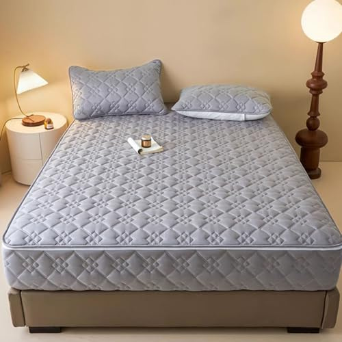 Coprimaterasso in 100% cotone con cerniera, 180 x 220 + 25 cm, rivestimento antipolvere a 6 lati, per letto matrimoniale/singolo, ideale per camera da letto e dormitorio