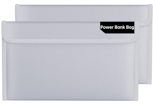 ZOOPIP 2 Pack Fireproof Explosion-Proof Lipo Battery Bags & Power Bank Charging & Storage Organizer (10.7×6.3, Silver)