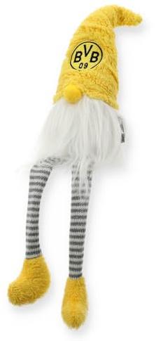 BVB Sitzwichtel, Weihnachtsdekoration, 46 cm, Gelbe Zipfelmütze mit Logo, Polyester