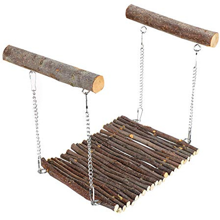 Yctze Hamac en Bois de Pommier pour Petits Animaux – Lit Suspendu pour Hamsters, Lapins, Chinchillas, écureuils et Cochons d'Inde – Design Naturel Résistant aux Morsures, Installation Facile