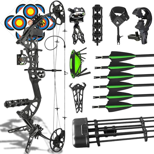 ZSHJGJR Compoundbogen Set für Anfänger/Einstellbarer Compound Bogen 18-45 lbs/Compoundbögen Kit mit Zubehör/Bogenschießen Set für Erwachsene Bogen Jagd
